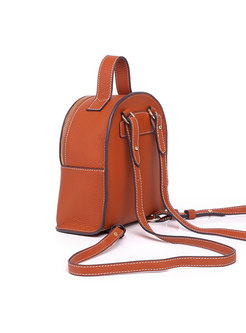 Brief Genuine Leather All-matched Backpack