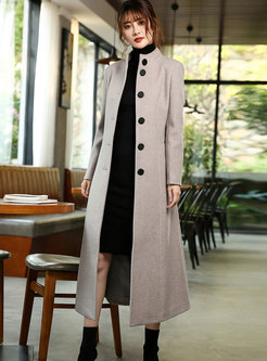 Autumn Retro Standing Cold Cashmere Coat With Belt