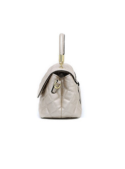 Fashionable Casual Plaid Pearl White Crossbody Bag