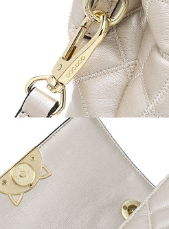 Fashionable Casual Plaid Pearl White Crossbody Bag