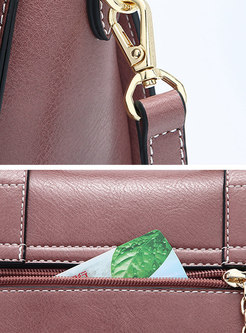 Fashion Pure Color Magnetic Lock Top Handle & Crossbody Bag