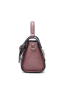 Fashion Pure Color Magnetic Lock Top Handle & Crossbody Bag