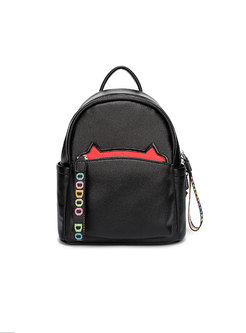 Trendy Black All-matched Zipper Pocket Backpack
