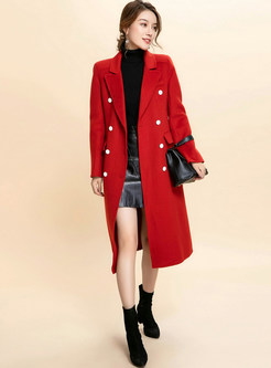 Trendy Solid Color Notched Loose Overcoat