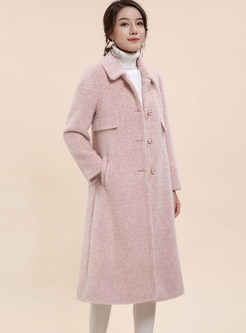Pure Color Long Sleeve Loose Knee-length Coat