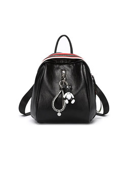 Stylish Solid Color Zipper Pocket Tote & Backpack