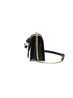 Color-blocked Chain Crossbody Bag With Decoration