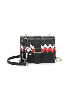 Color-blocked Chain Crossbody Bag With Decoration