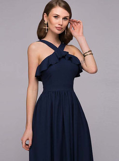 Party Navy Off Shoulder High-rise Prom Dress