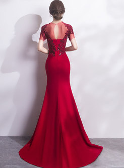 Elegant Solid Color High Waist Split Evening Dress
