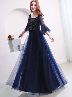 Elegant Pure Color Off Shoulder Maxi Prom Dress