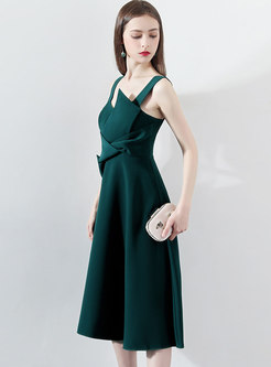 Chic Solid Color Slip Party Dress