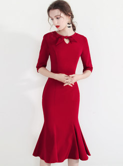 Elegant Red Bowknot Mermaid Dress For Wedding