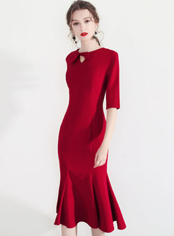 Elegant Red Bowknot Mermaid Dress For Wedding