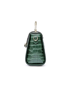 Stylish Crocodile Pattern Crossbody Bag With Metal