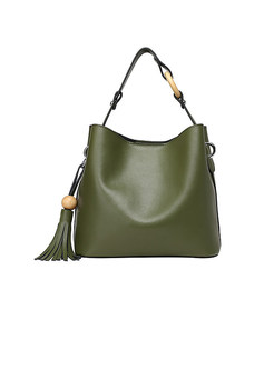 Solid Color Easy-matching Tassel Crossbody Bag