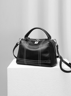 Trendy Leather Zippered Top Handle & Crossbody Bag