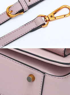 Stylish Casual Pure Color Clasp Lock Top Handle & Crossbody Bag