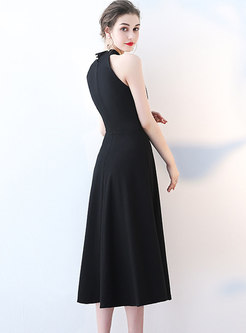 Sexy Black Hollow Out Bowknot Evening Dress