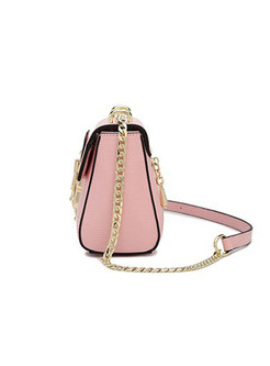 Brief Pink Clasp Lock Mini Chain Crossbody Bag