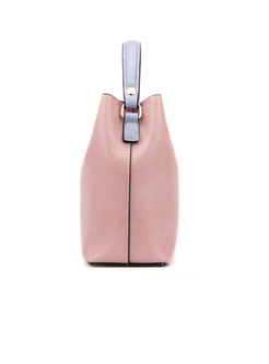 Casual Monochrome PU Open-top Top Handle Bag 