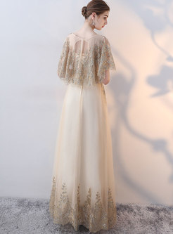 Elegant Waist Prom Dress With Cape