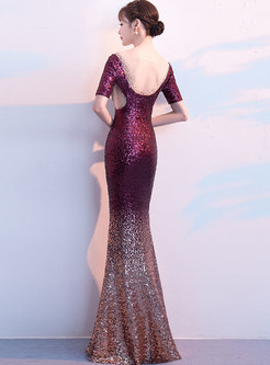 Sexy See-through Sheath Mermaid Prom Dress With Sequins