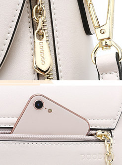 Fashion Solid Color Spin Clasp Lock Top Handle & Crossbody Bag