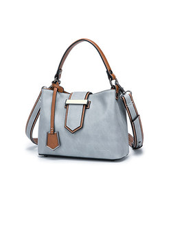 Retro Color-blocked Frosted Tote & Crossbody Bag