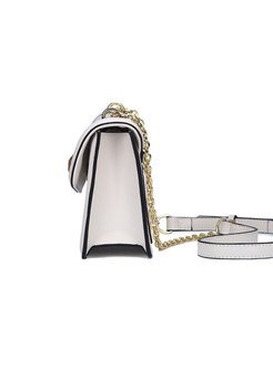 Brief Light-Gold Magnetic Lock Chain Crossbody Bag