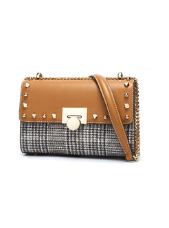 Fashion Rivet Detail Zip-up Pocket Crossbody Bag