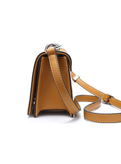 Fashion Caramel Metal Lock Wide Strap Crossbody Bag
