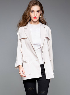 Solid Color Notched Single-breasted Slim Coat