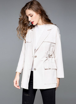 Solid Color Notched Single-breasted Slim Coat