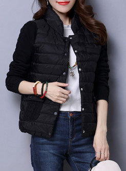 Fashion Standing Collar Knitted Splicing Coat