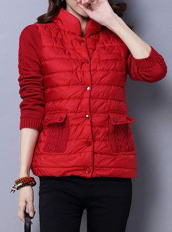 Red Single-breasted Long Sleeve Slim Short Coat