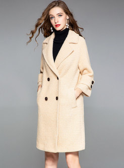 Brief Turn Down Collar Double-breasted Woolen Coat