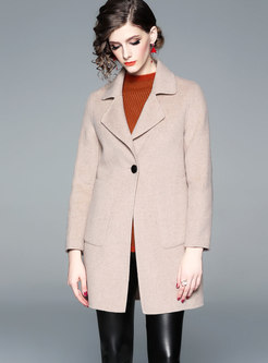 Brief Solid Color Turn-down Collar Slim Buttoned Coat