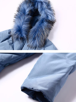Fashion Fur Collar Hooded Easy-matching Coat