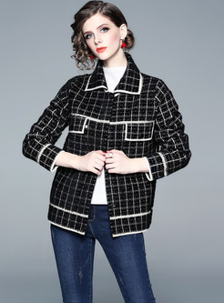 Autumn Turn-down Collar Long Sleeve Cropped Coat 