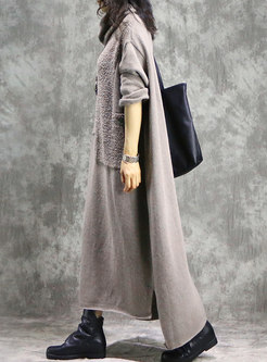 Autumn Turtle Neck Long Self-tie Plus Size Knitted Dress