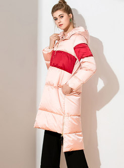 Chic Hit Color Hooded Asymmetric Down Coat
