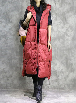 Fashion Winter Jujube Red Cotton Long Vest