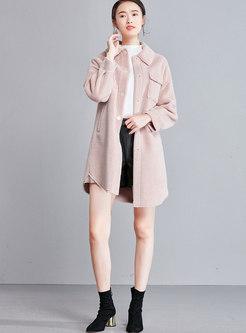 Fashionable Solid Color Lapel Single-breasted Asymmetric Coat