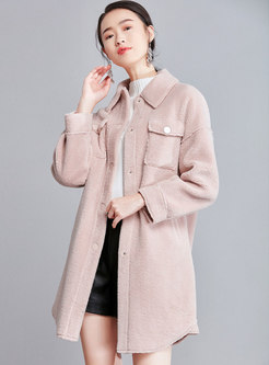 Fashionable Solid Color Lapel Single-breasted Asymmetric Coat