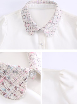 Winter Turn-down Collar Single-breasted White Blouse