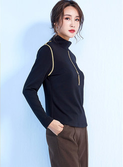 Color-blocked Thermal Wool Slim Bottoming Sweater