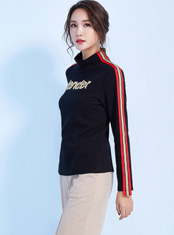 Chic Striped Color-blocked Bottoming Knitted Shirt