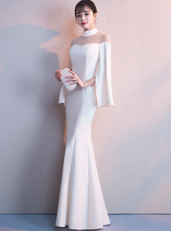 Elegant Flare Sleeve Perspective Mermaid Prom Dress