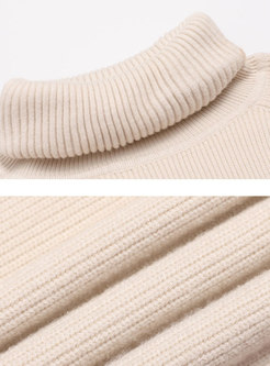 Autumn Solid Color High Neck Pullover Sweater